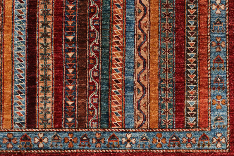 9x12 Red and Multicolor Turkish Tribal Rug