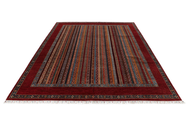 9x12 Red and Multicolor Turkish Tribal Rug