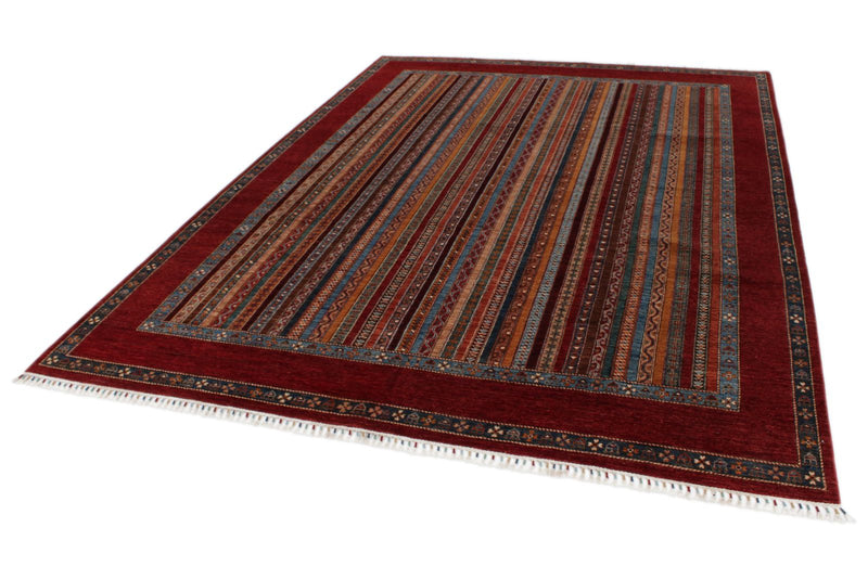 9x12 Red and Multicolor Turkish Tribal Rug