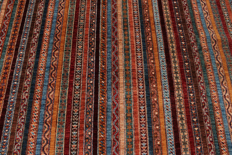 9x12 Red and Multicolor Turkish Tribal Rug