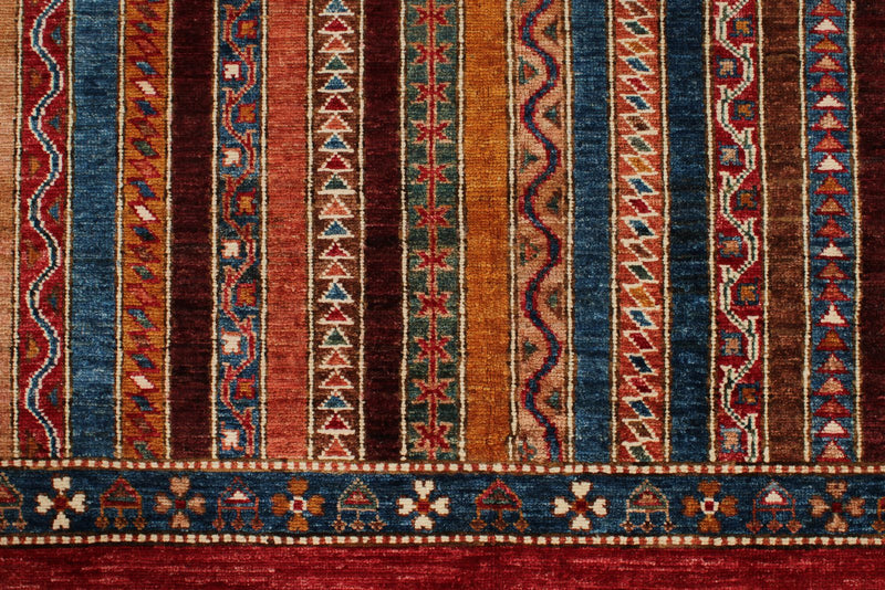 7x10 Red and Multicolor Turkish Tribal Rug