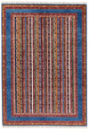 7x10 Blue and Multicolor Turkish Tribal Rug