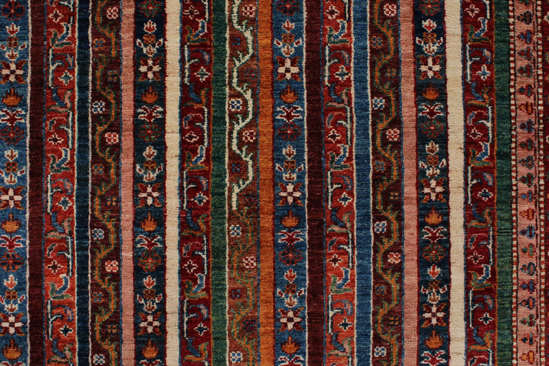 7x10 Blue and Multicolor Turkish Tribal Rug