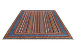 7x10 Blue and Multicolor Turkish Tribal Rug