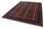 7x10 Blue and Multicolor Turkish Tribal Rug