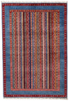 7x10 Multicolor and Blue Turkish Tribal Rug