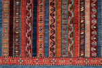 7x10 Multicolor and Blue Turkish Tribal Rug