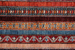 7x10 Multicolor and Blue Turkish Tribal Rug