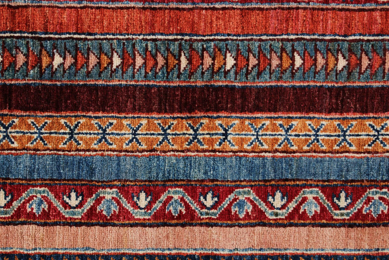 7x10 Multicolor and Blue Turkish Tribal Rug