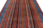 7x10 Multicolor and Blue Turkish Tribal Rug