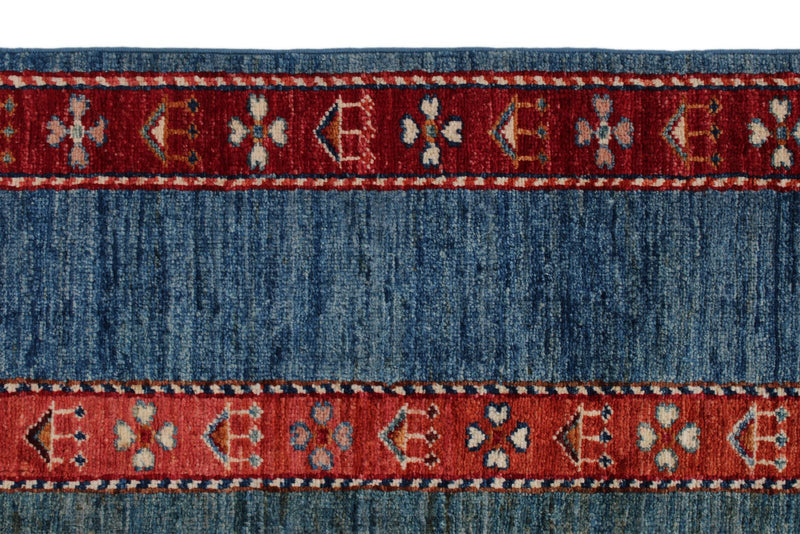 7x10 Multicolor and Blue Turkish Tribal Rug