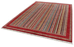 7x10 Multicolor and Red Turkish Tribal Rug