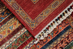 7x10 Multicolor and Red Turkish Tribal Rug