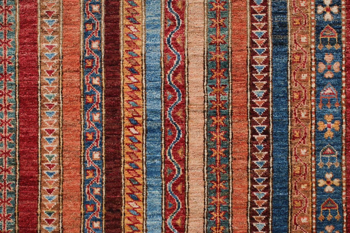 7x10 Red and Multicolor Turkish Tribal Rug
