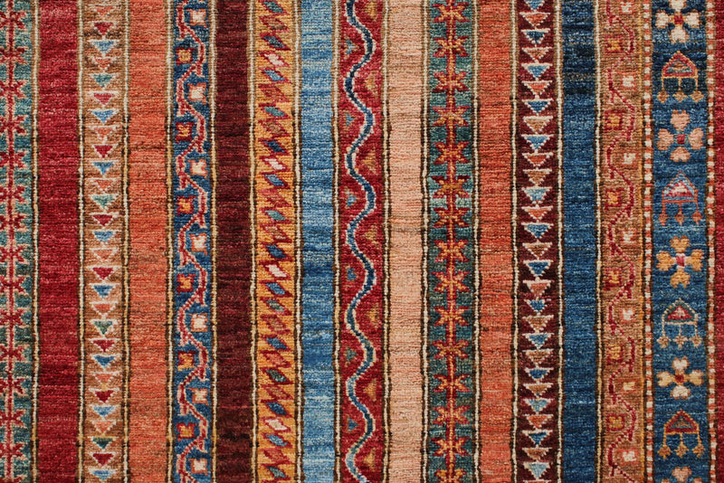 7x10 Red and Multicolor Turkish Tribal Rug