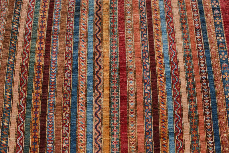 7x10 Red and Multicolor Turkish Tribal Rug