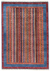 7x10 Blue and Multicolor Turkish Tribal Rug