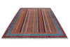 7x10 Blue and Multicolor Turkish Tribal Rug