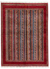 5x8 Multicolor and Red Turkish Tribal Rug
