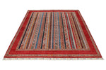 5x8 Multicolor and Red Turkish Tribal Rug