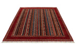 5x8 Multicolor and Red Turkish Tribal Rug