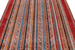 5x8 Multicolor and Red Turkish Tribal Rug