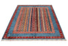 5x7 Multicolor and Red Turkish Tribal Rug