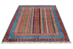 5x7 Multicolor and Red Turkish Tribal Rug