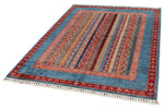 5x7 Multicolor and Red Turkish Tribal Rug