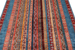 5x7 Multicolor and Red Turkish Tribal Rug