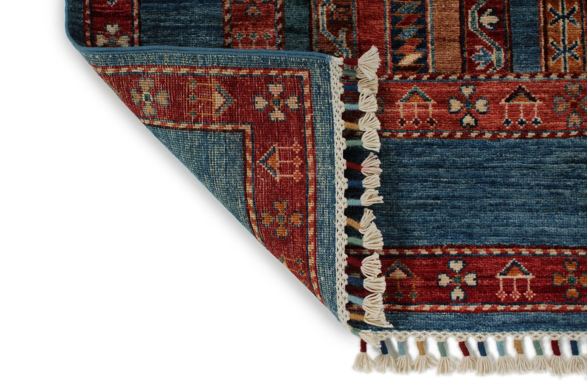 5x7 Multicolor and Red Turkish Tribal Rug