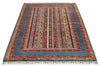 4x6 Multicolor and Blue Turkish Tribal Rug