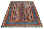 4x6 Multicolor and Blue Turkish Tribal Rug