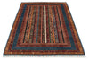 4x6 Multicolor and Blue Turkish Tribal Rug