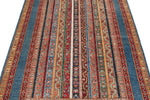 4x6 Multicolor and Blue Turkish Tribal Rug