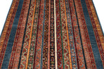 4x6 Multicolor and Blue Turkish Tribal Rug