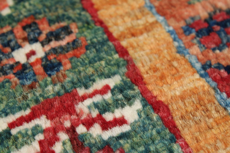 4x6 Multicolor and Blue Turkish Tribal Rug