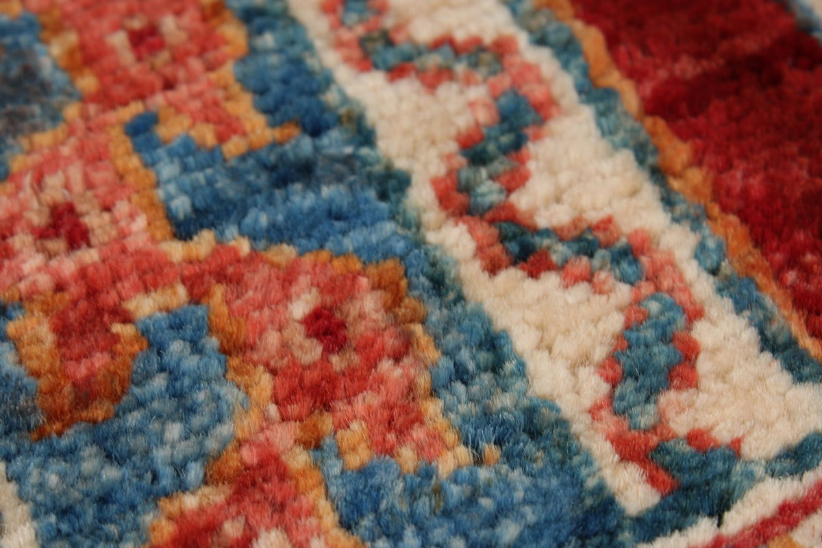4x6 Multicolor and Red Turkish Tribal Rug