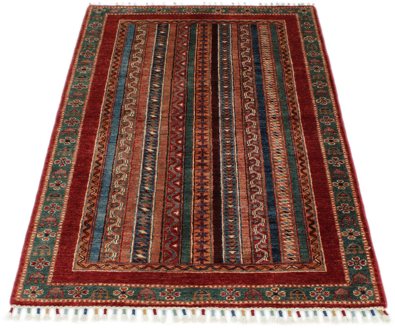 3x5 Multicolor and Red Turkish Tribal Rug