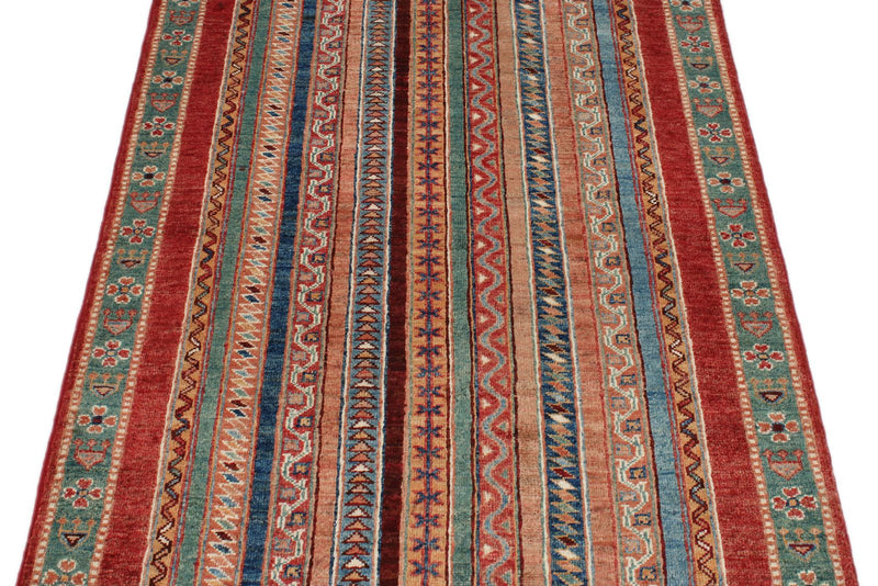 3x5 Multicolor and Red Turkish Tribal Rug