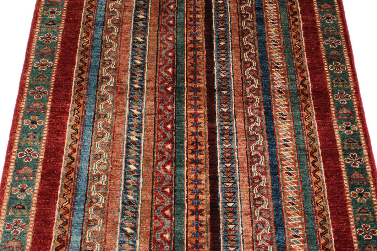 3x5 Multicolor and Red Turkish Tribal Rug