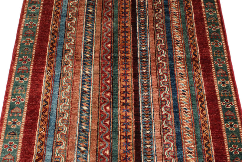 3x5 Multicolor and Red Turkish Tribal Rug