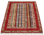 3x4 Multicolor and Red Turkish Tribal Rug