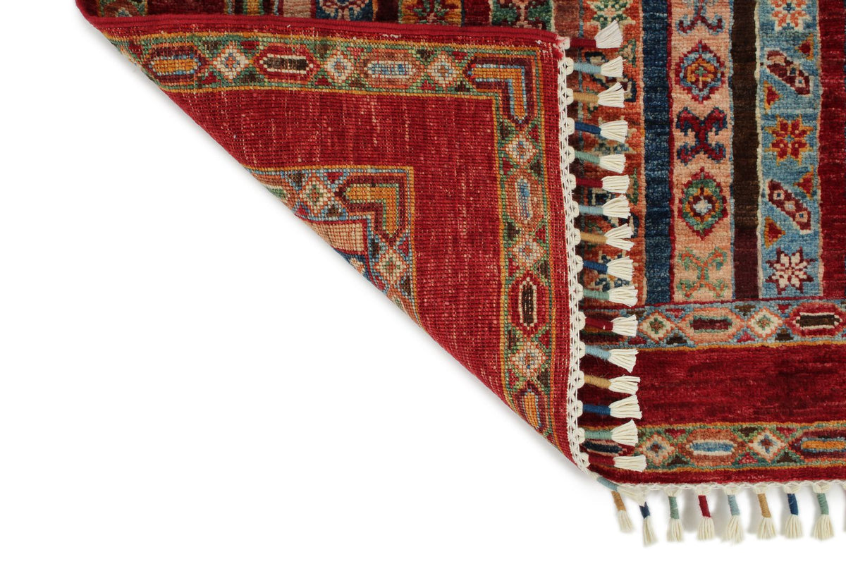 3x4 Multicolor and Red Turkish Tribal Rug