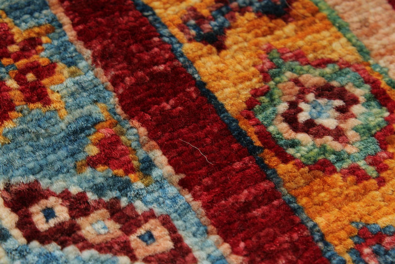 3x4 Multicolor and Red Turkish Tribal Rug