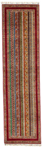 3x10 Multicolor and Red Turkish Tribal Runner