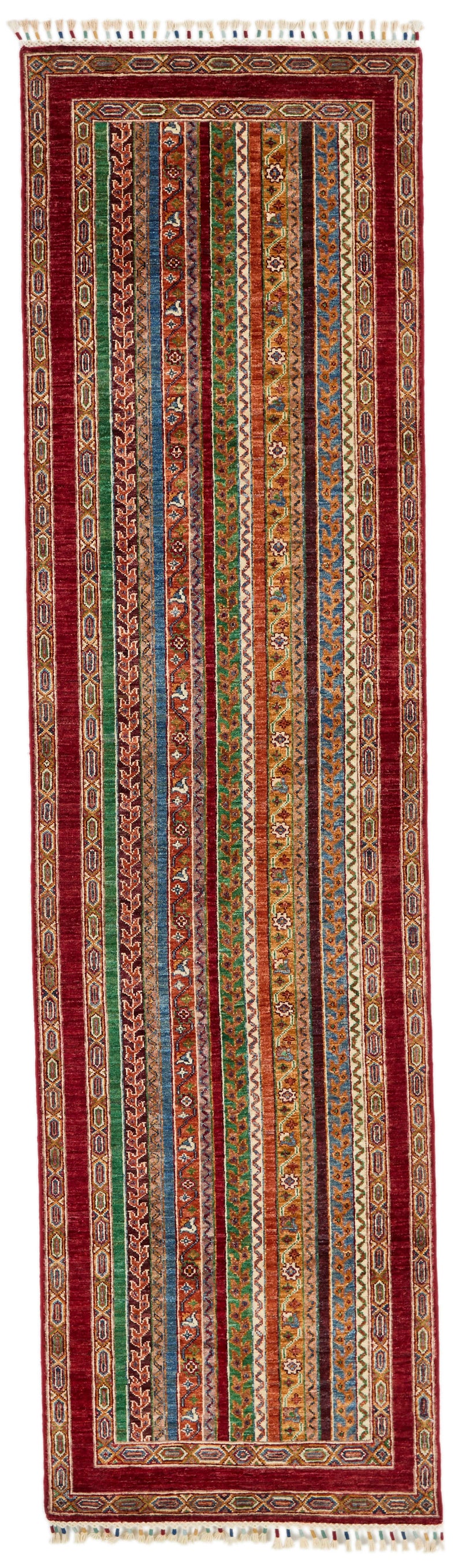 3x10 Multicolor and Red Turkish Tribal Runner