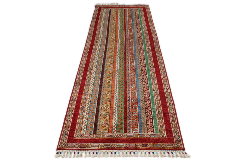 3x10 Multicolor and Red Turkish Tribal Runner