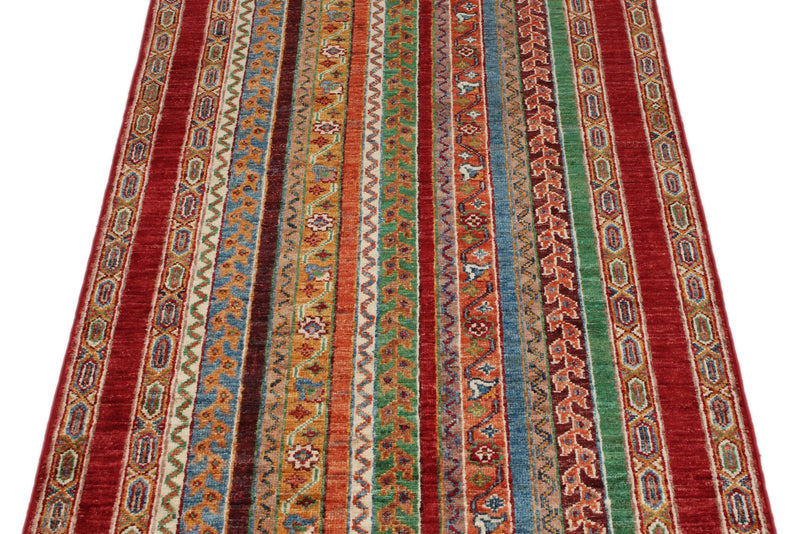 3x10 Multicolor and Red Turkish Tribal Runner