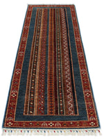 2x8 Multicolor and Blue Turkish Tribal Runner